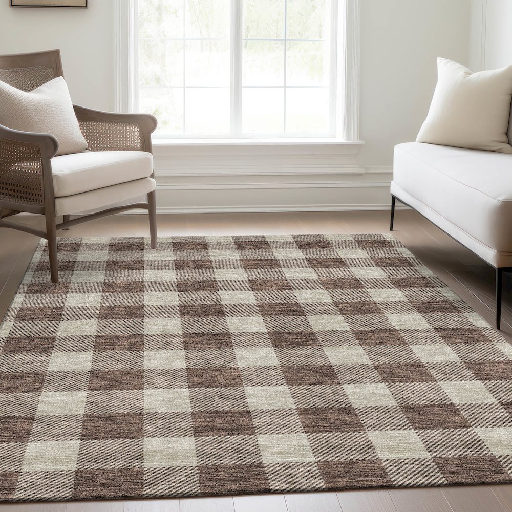 Premium Machine Washable Mayfield AMF923 Brown 3' x 5' Rug. Picture 6