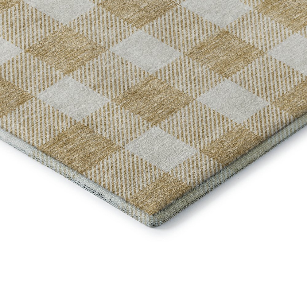 Premium Machine Washable Mayfield AMF923 Gold 2'3" x 7'6" Runner Rug. Picture 3