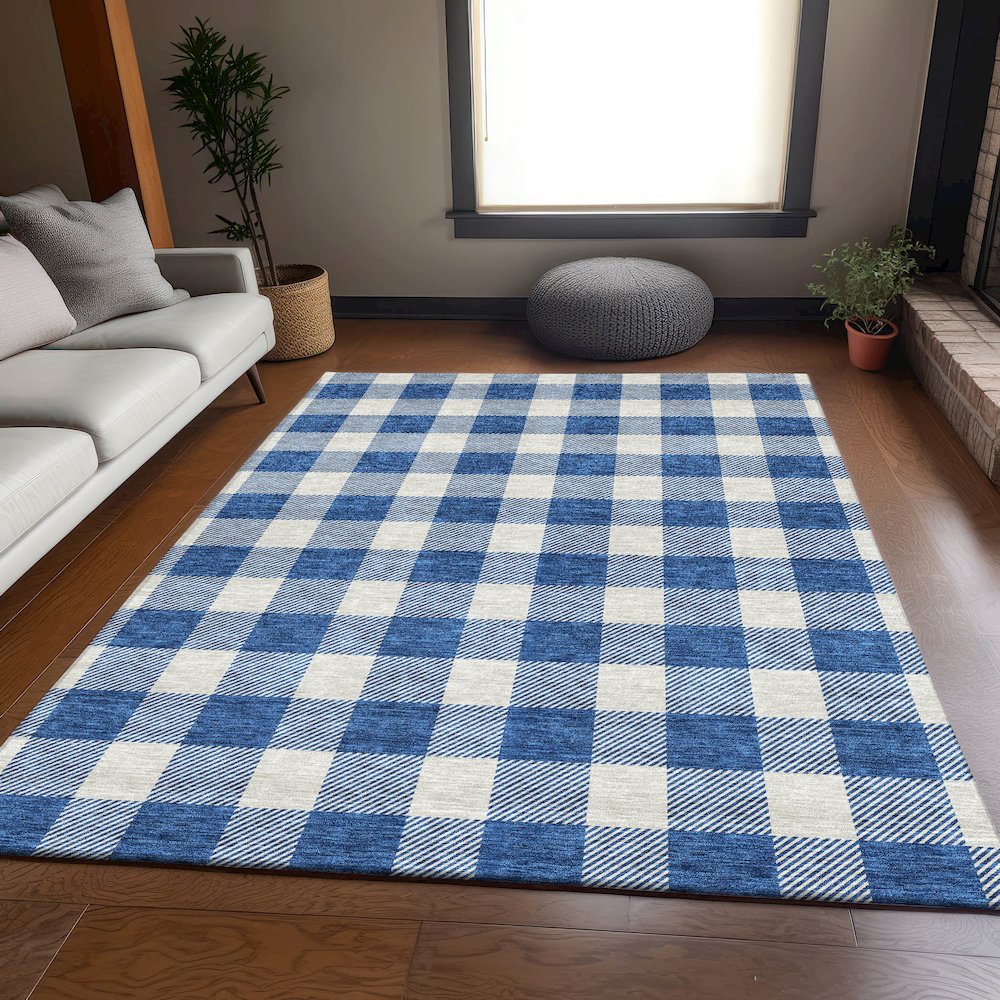 Premium Machine Washable Mayfield AMF923 Navy 3' x 5' Rug. Picture 6