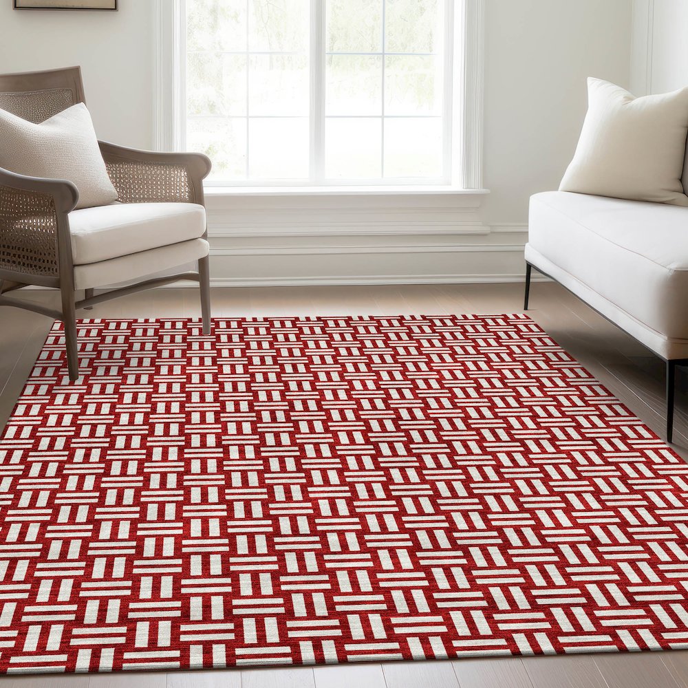 Premium Machine Washable Mayfield AMF925 Red 3' x 5' Rug. Picture 6