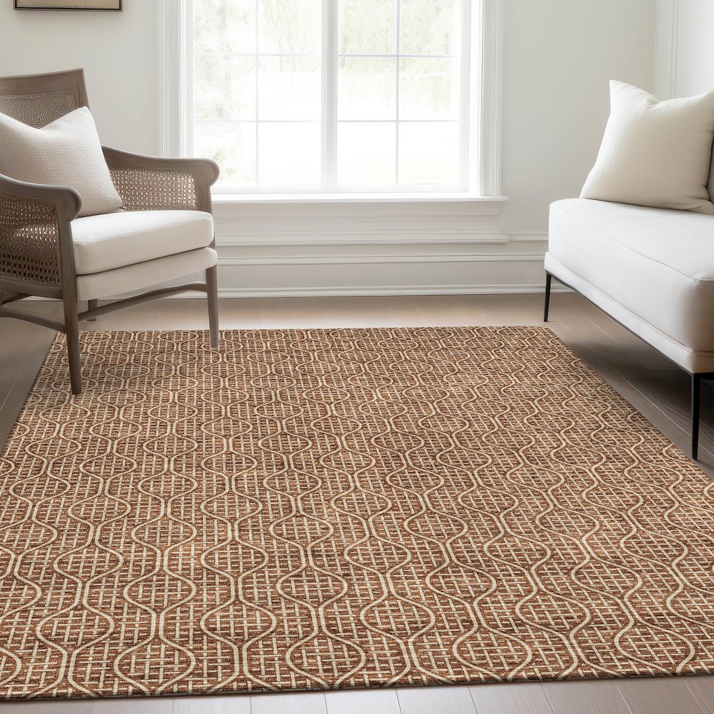 Premium Machine Washable Mayfield AMF926 Paprika 3' x 5' Rug. Picture 6