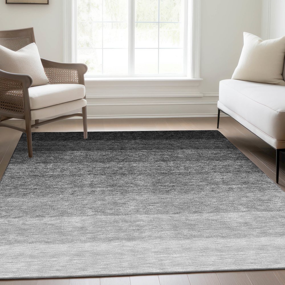 Premium Machine Washable Mayfield AMF928 Black 3' x 5' Rug. Picture 6