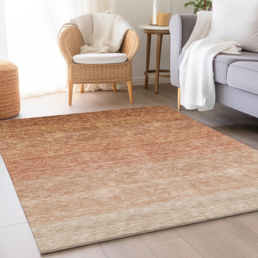 Premium Machine Washable Mayfield AMF928 Paprika 3' x 5' Rug. Picture 5