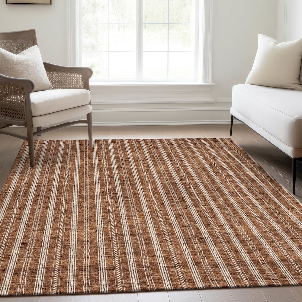 Premium Machine Washable Mayfield AMF929 Terracotta 3' x 5' Rug. Picture 6