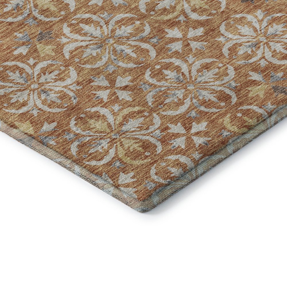 Premium Machine Washable Mayfield AMF930 Copper 2'3" x 7'6" Runner Rug. Picture 3