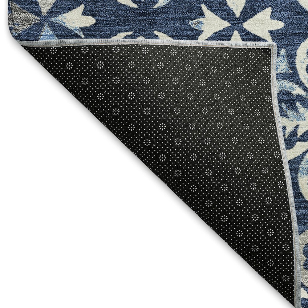 Premium Machine Washable Mayfield AMF930 Navy 2'3" x 7'6" Runner Rug. Picture 2