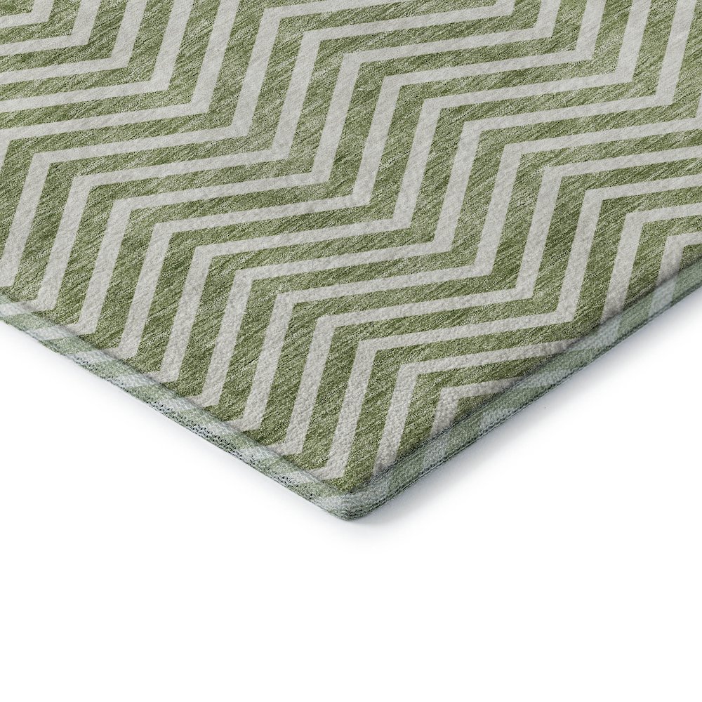Premium Machine Washable Mayfield AMF934 Green 2'3" x 7'6" Runner Rug. Picture 3
