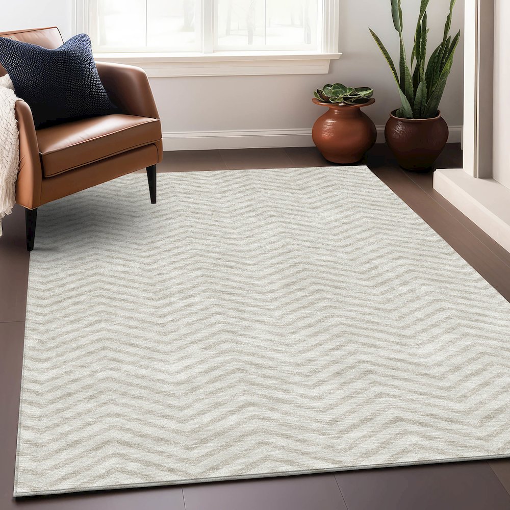 Premium Machine Washable Mayfield AMF934 Ivory 3' x 5' Rug. Picture 5
