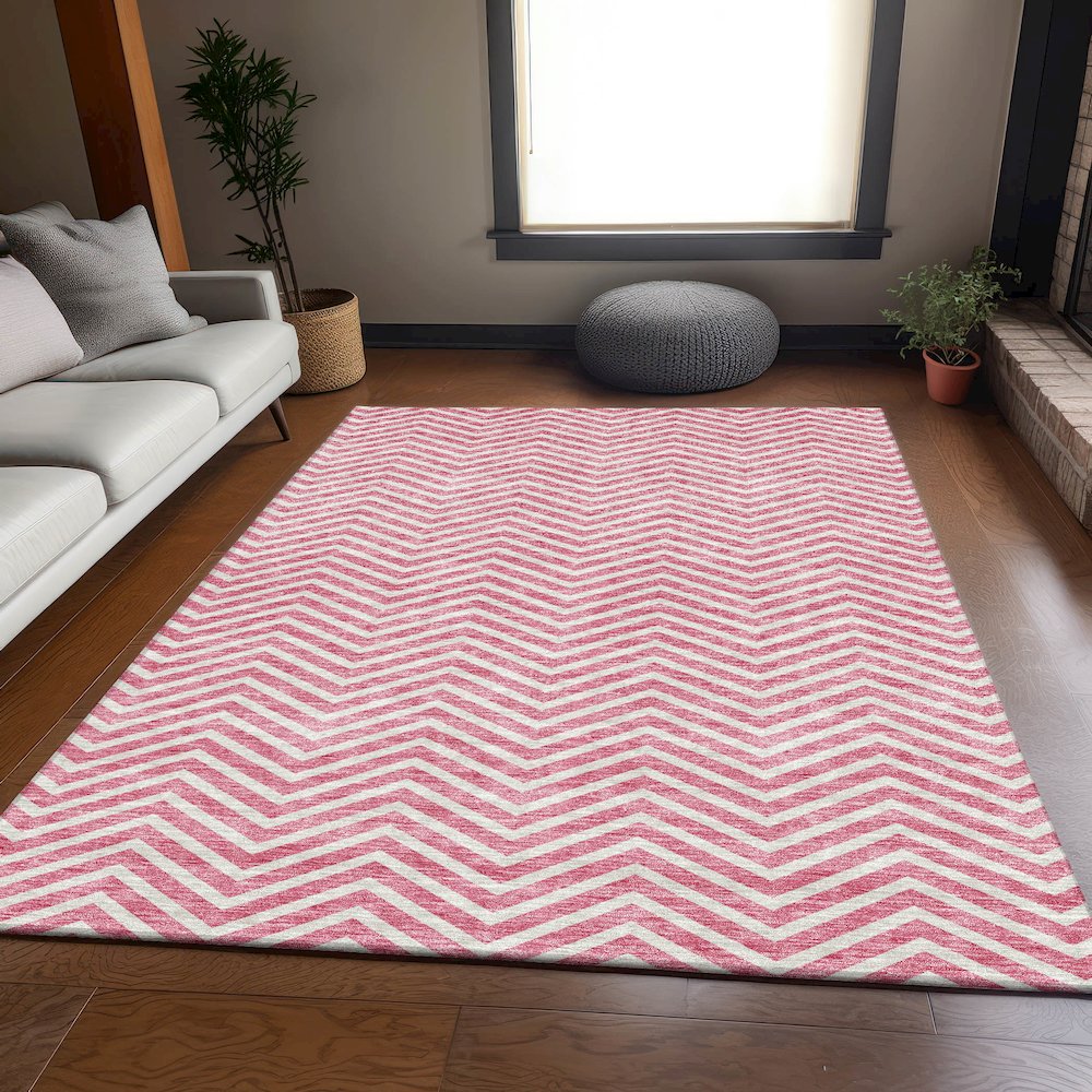 Premium Machine Washable Mayfield AMF934 Pink 3' x 5' Rug. Picture 6