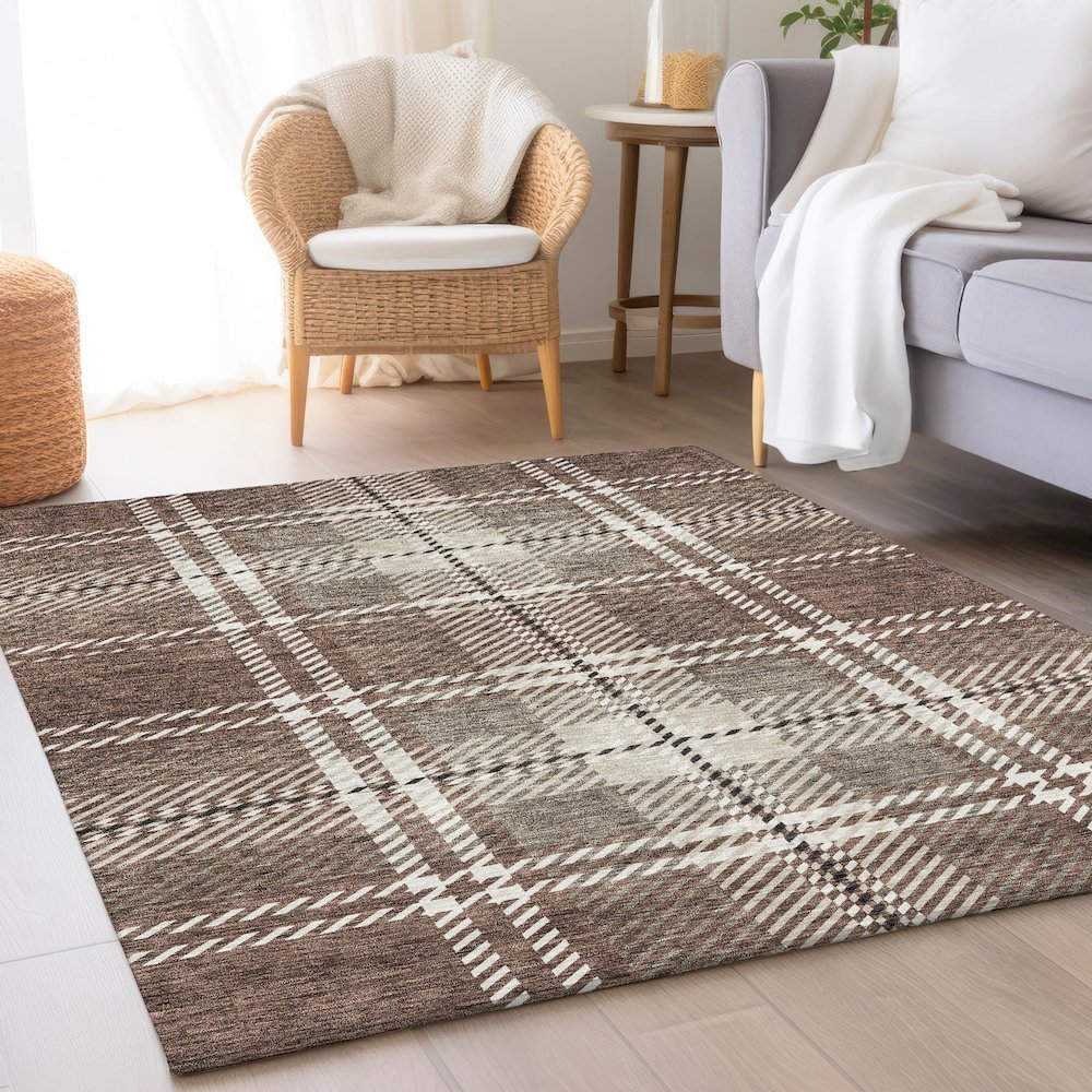 Premium Machine Washable Mayfield AMF935 Brown 3' x 5' Rug. Picture 5