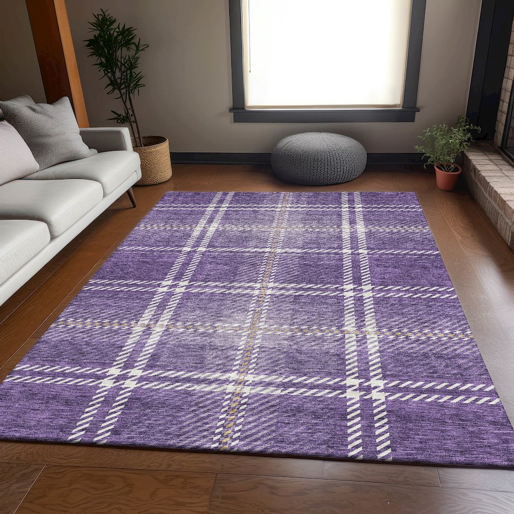 Premium Machine Washable Mayfield AMF935 Purple 3' x 5' Rug. Picture 6