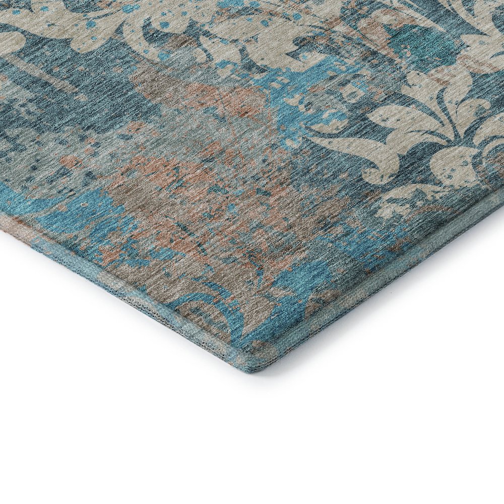 Premium Machine Washable Mayfield AMF936 Teal 2'3" x 7'6" Runner Rug. Picture 3