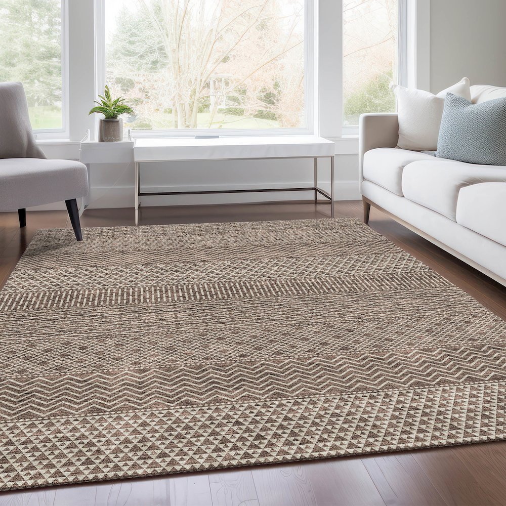 Premium Machine Washable Mayfield AMF939 Brown 3' x 5' Rug. Picture 6