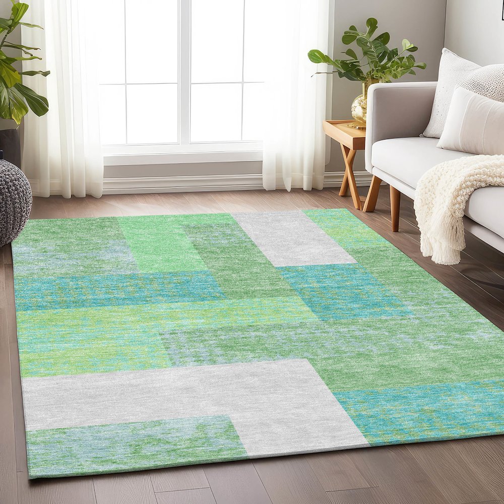 Premium Machine Washable Mayfield AMF941 Aloe 3' x 5' Rug. Picture 5