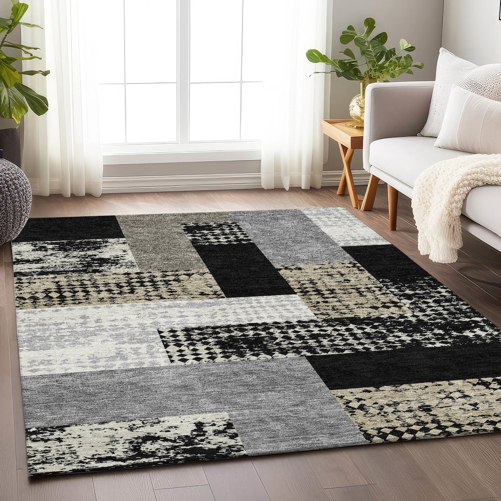 Premium Machine Washable Mayfield AMF941 Black 3' x 5' Rug. Picture 5