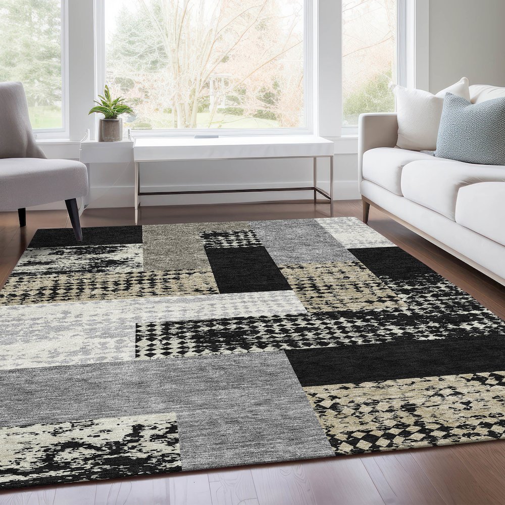 Premium Machine Washable Mayfield AMF941 Black 3' x 5' Rug. Picture 6