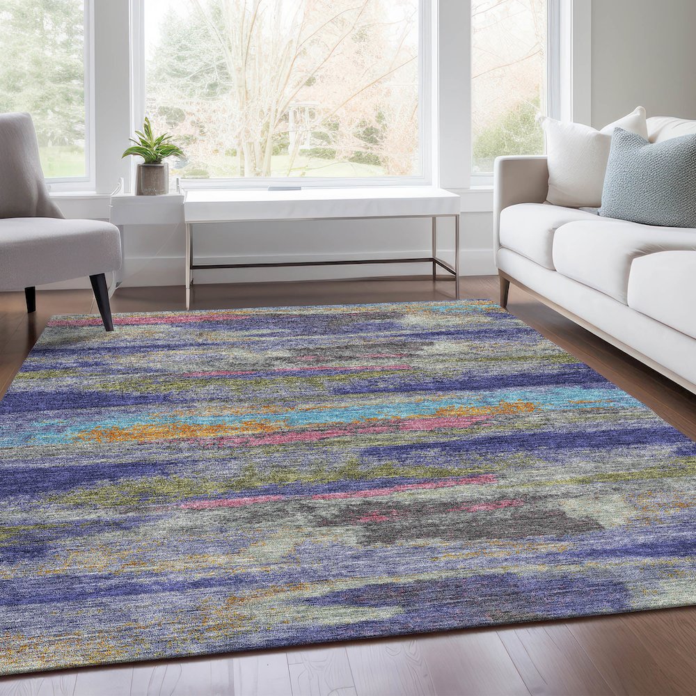 Premium Machine Washable Mayfield AMF942 Lavender 3' x 5' Rug. Picture 6