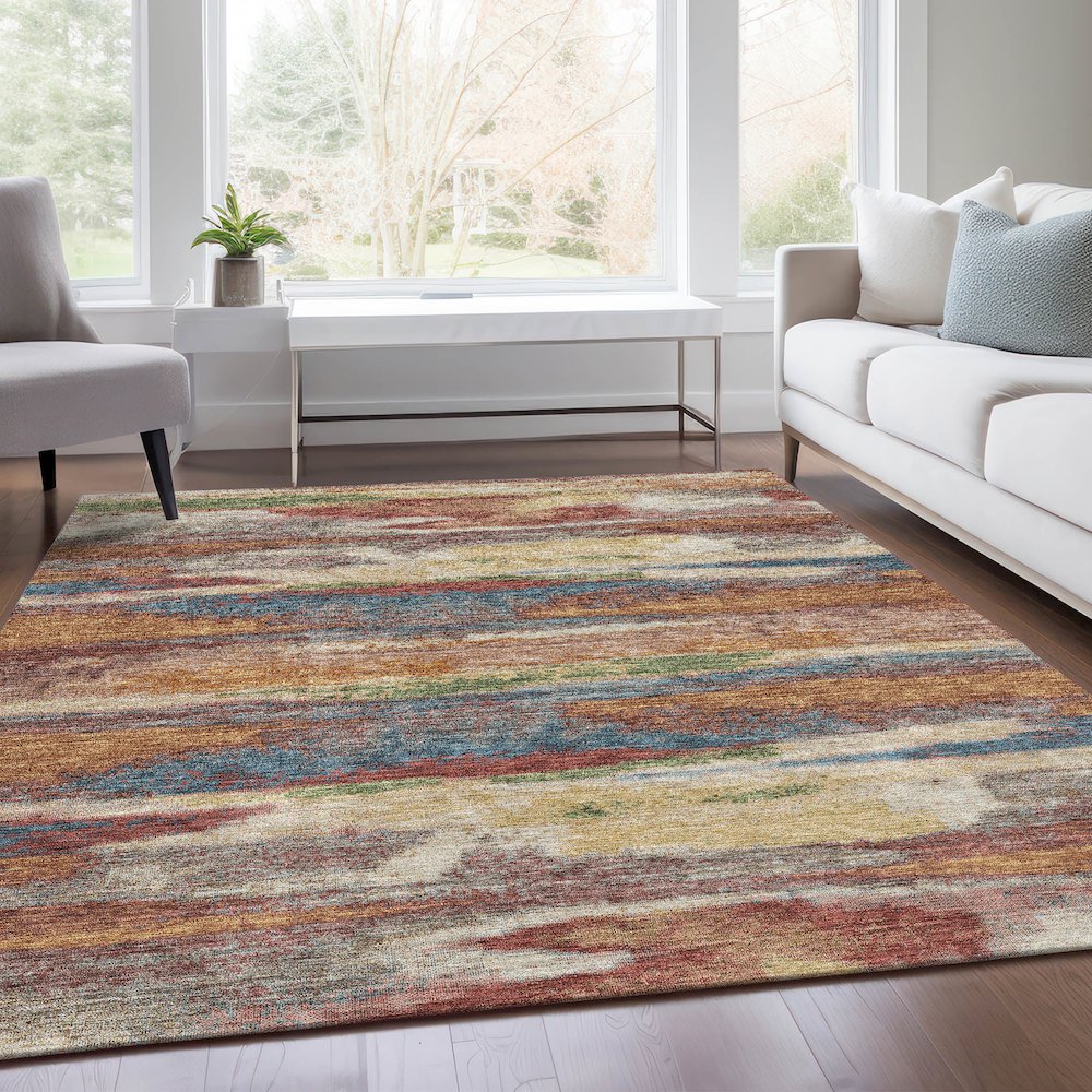 Premium Machine Washable Mayfield AMF942 Paprika 3' x 5' Rug. Picture 6