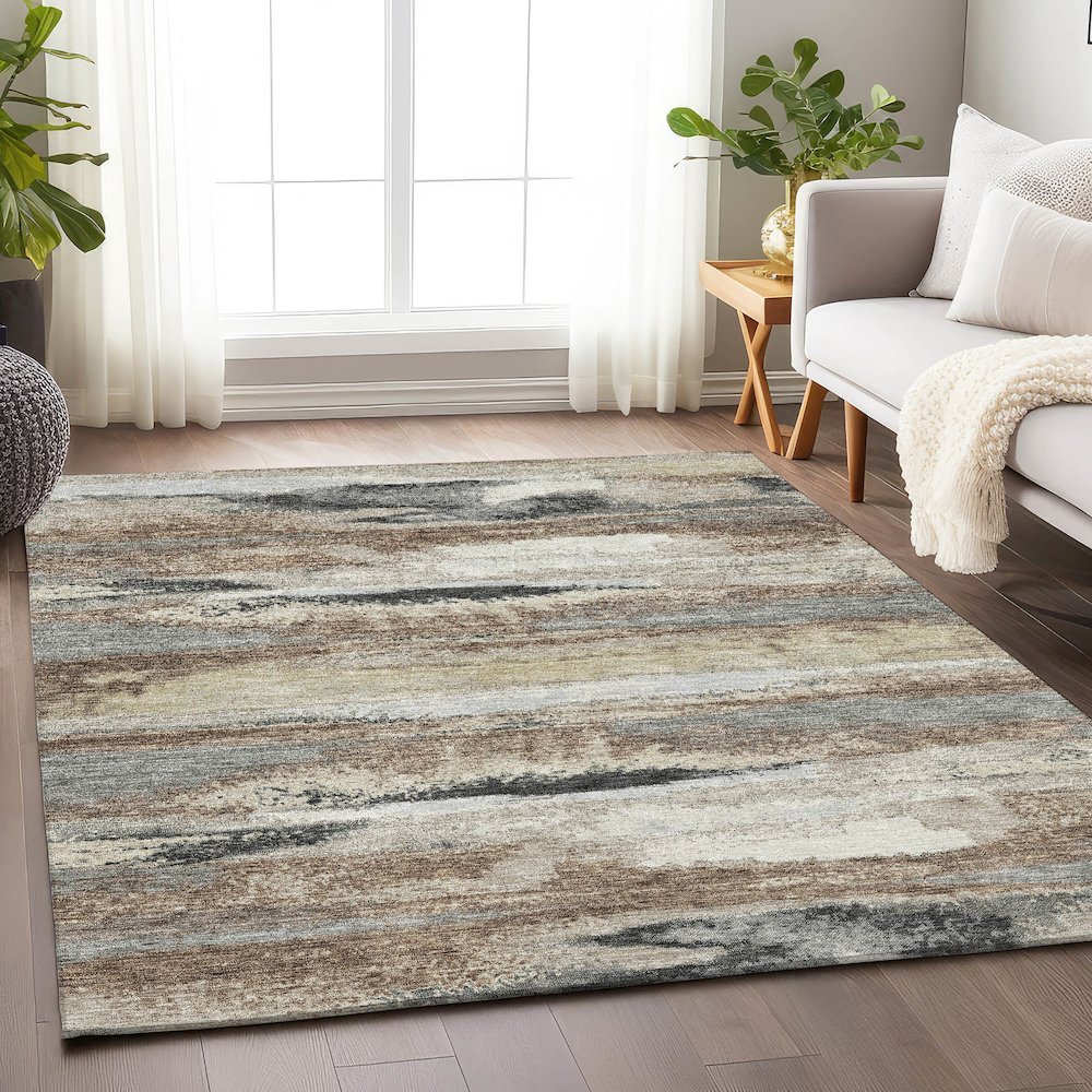 Premium Machine Washable Mayfield AMF942 Taupe 3' x 5' Rug. Picture 5