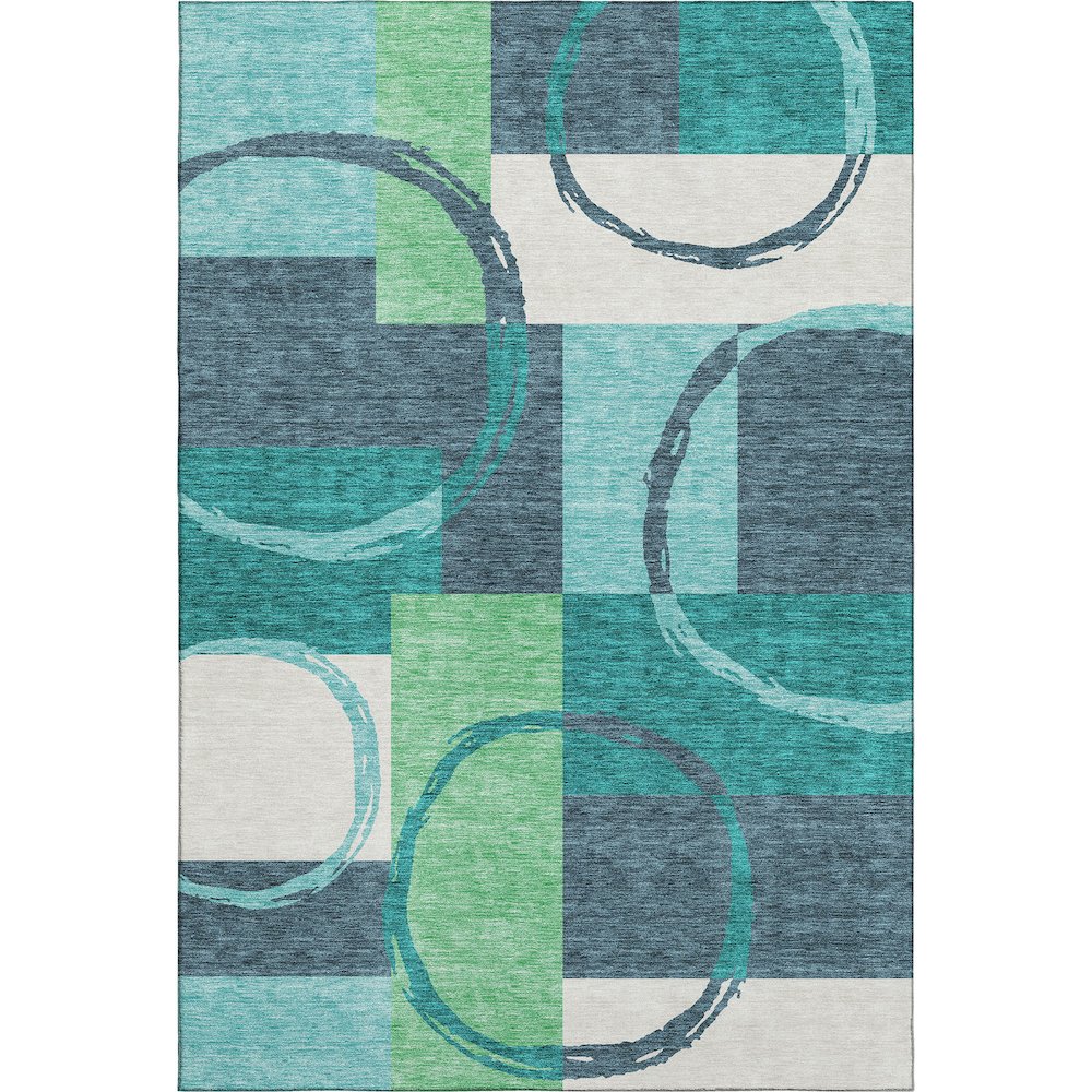 Premium Machine Washable Mayfield AMF943 Teal 3' x 5' Rug. Picture 1