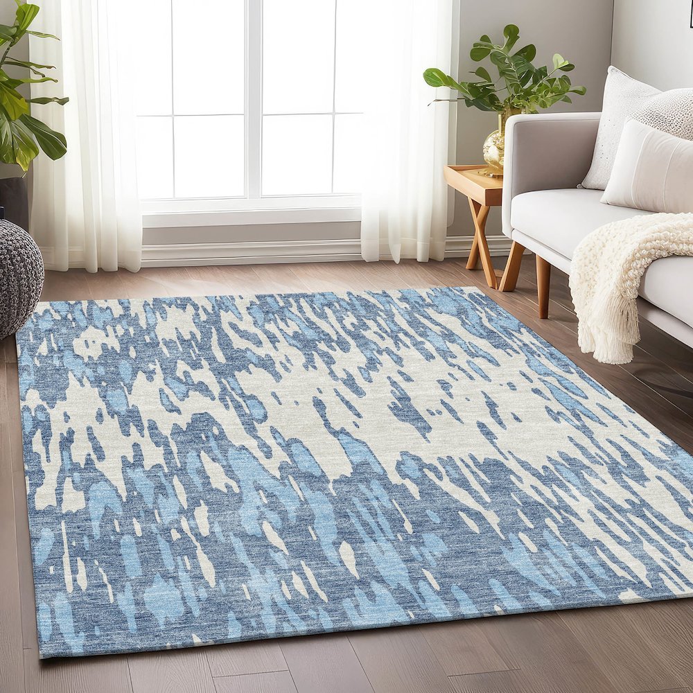 Premium Machine Washable Mayfield AMF945 Denim 3' x 5' Rug. Picture 5