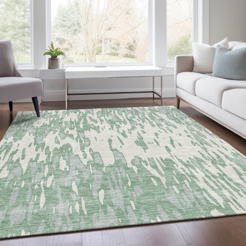 Premium Machine Washable Mayfield AMF945 Sage 3' x 5' Rug. Picture 6