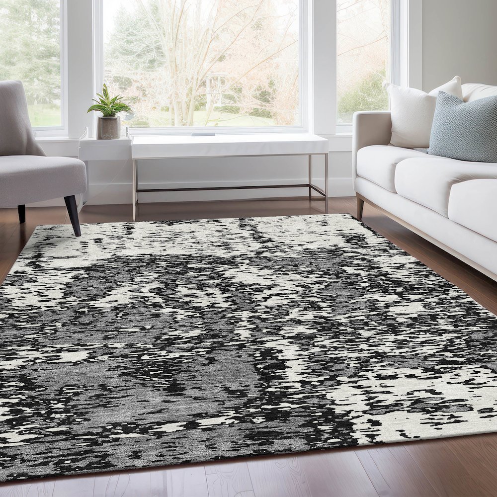 Premium Machine Washable Mayfield AMF946 Black 3' x 5' Rug. Picture 6