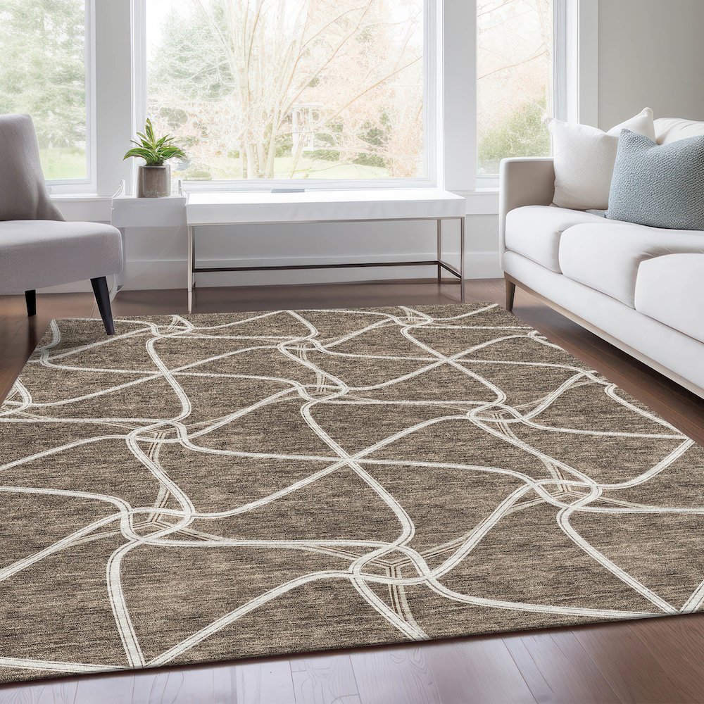 Premium Machine Washable Mayfield AMF948 Brown 3' x 5' Rug. Picture 6
