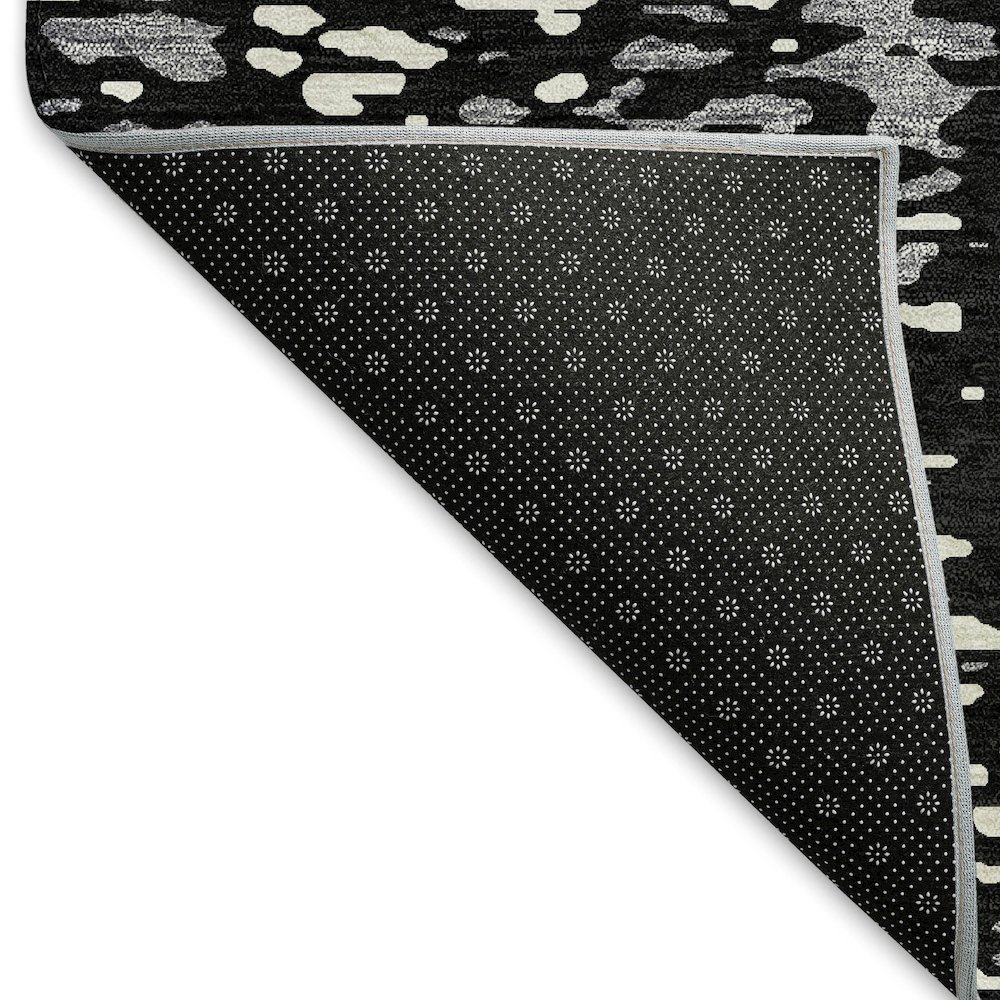 Premium Machine Washable Mayfield AMF949 Black 2'3" x 7'6" Runner Rug. Picture 2