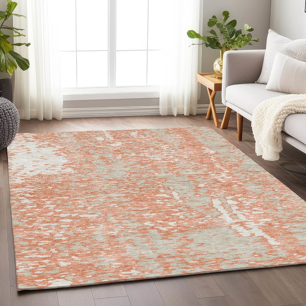 Premium Machine Washable Mayfield AMF949 Coral 3' x 5' Rug. Picture 5