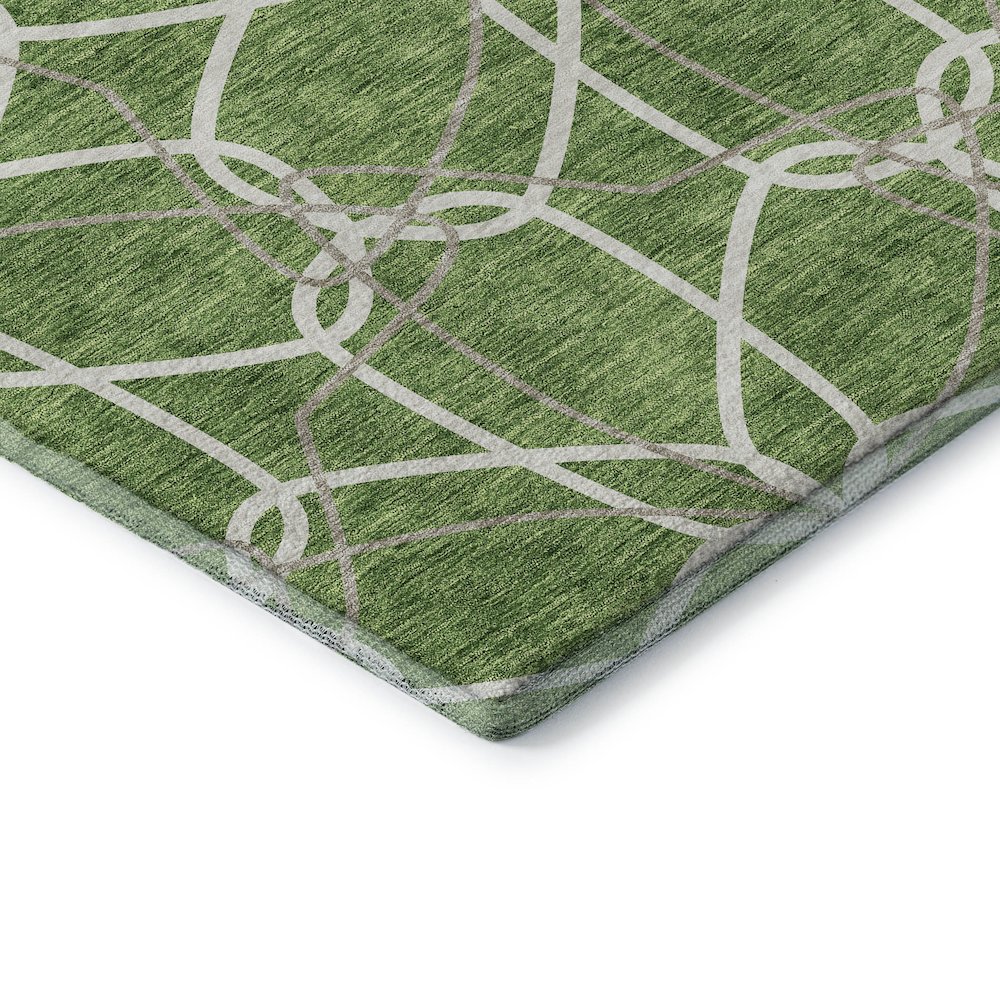 Premium Machine Washable Mayfield AMF950 Green 2'3" x 7'6" Runner Rug. Picture 3
