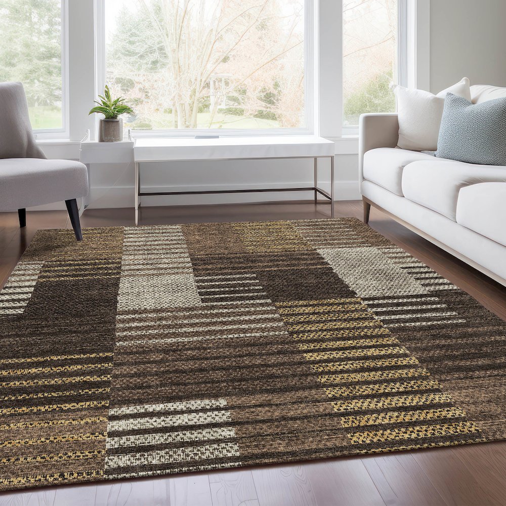Premium Machine Washable Mayfield AMF954 Chocolate 3' x 5' Rug. Picture 6