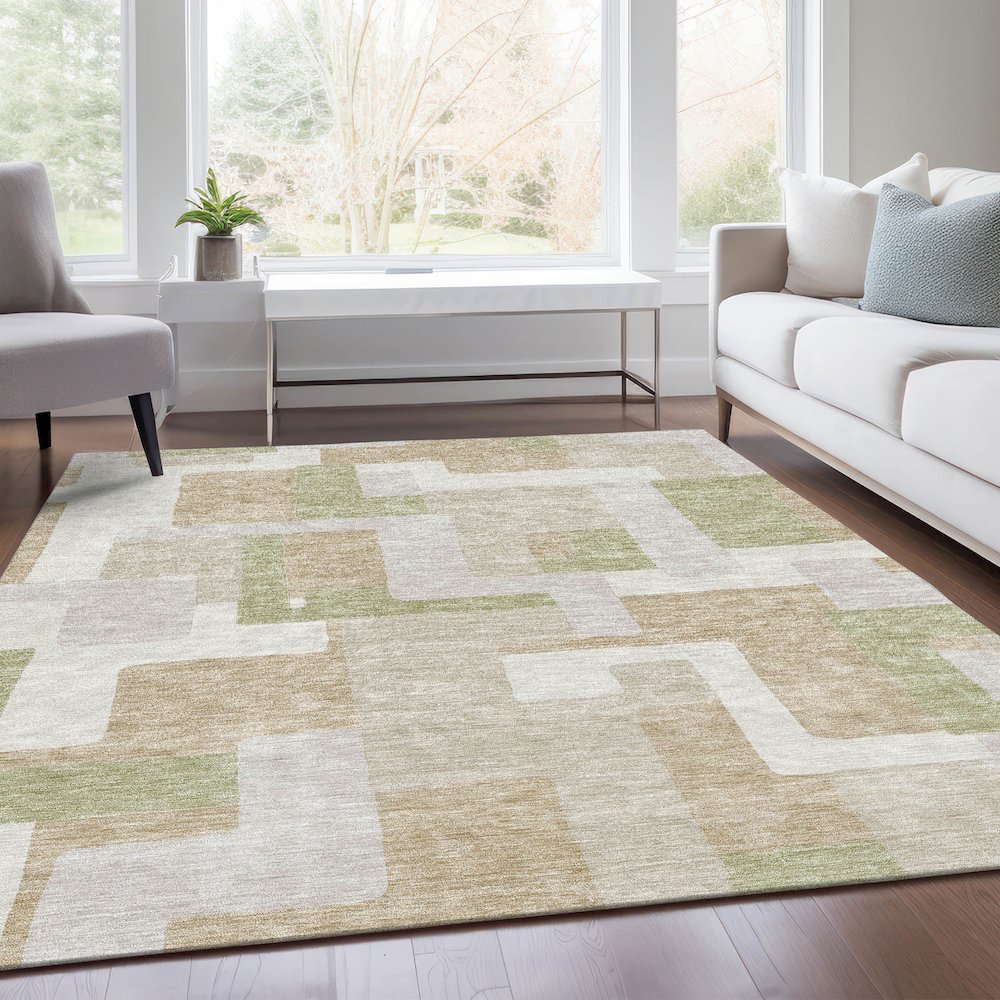 Premium Machine Washable Mayfield AMF955 Beige 3' x 5' Rug. Picture 6