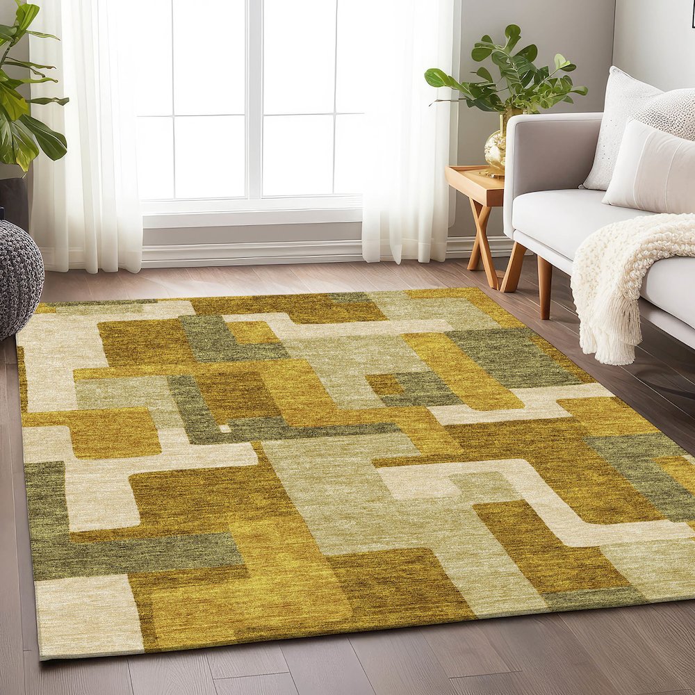 Premium Machine Washable Mayfield AMF955 Wheat 3' x 5' Rug. Picture 5