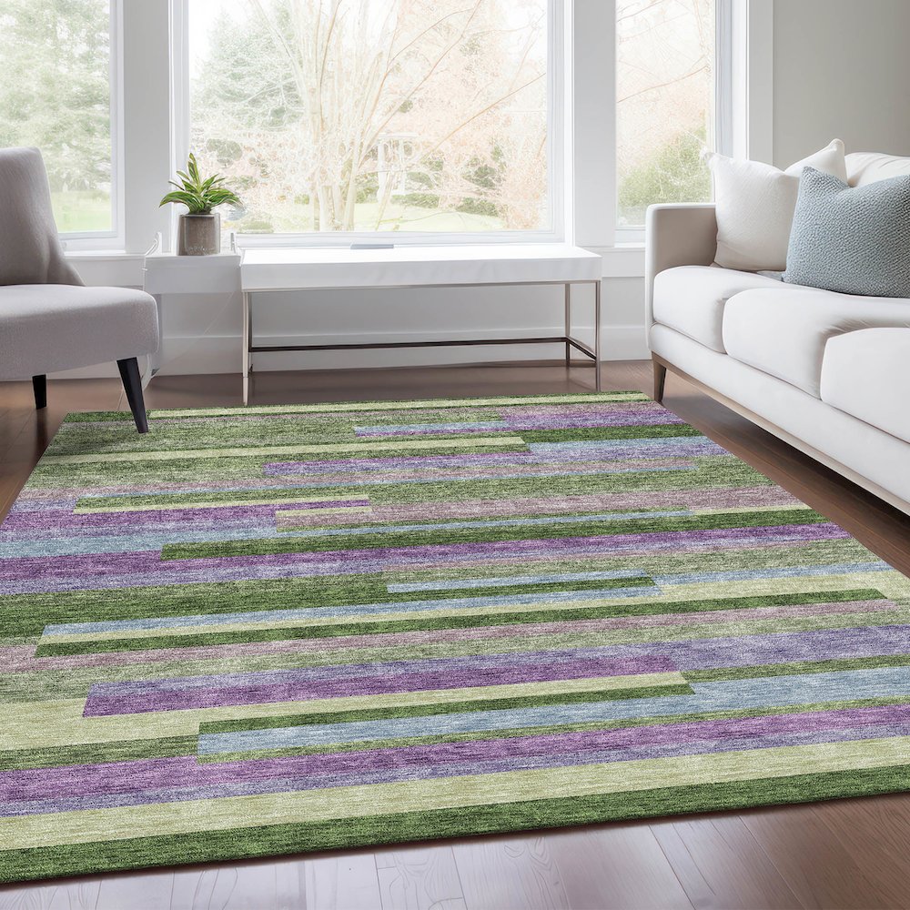 Premium Machine Washable Mayfield AMF956 Cactus 3' x 5' Rug. Picture 6