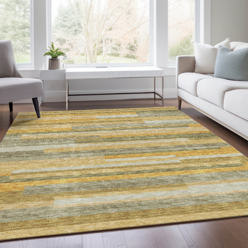 Premium Machine Washable Mayfield AMF956 Honey 3' x 5' Rug. Picture 6