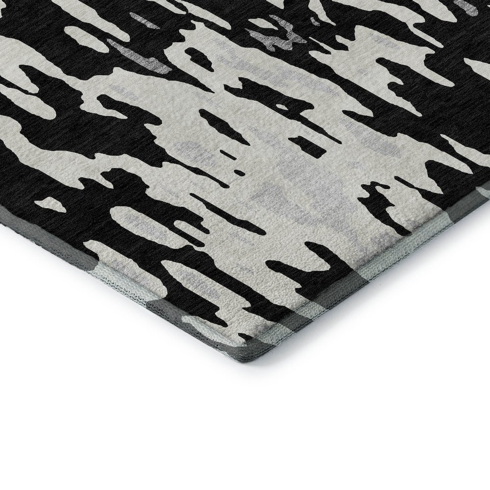 Premium Machine Washable Mayfield AMF957 Black 2'3" x 7'6" Runner Rug. Picture 3
