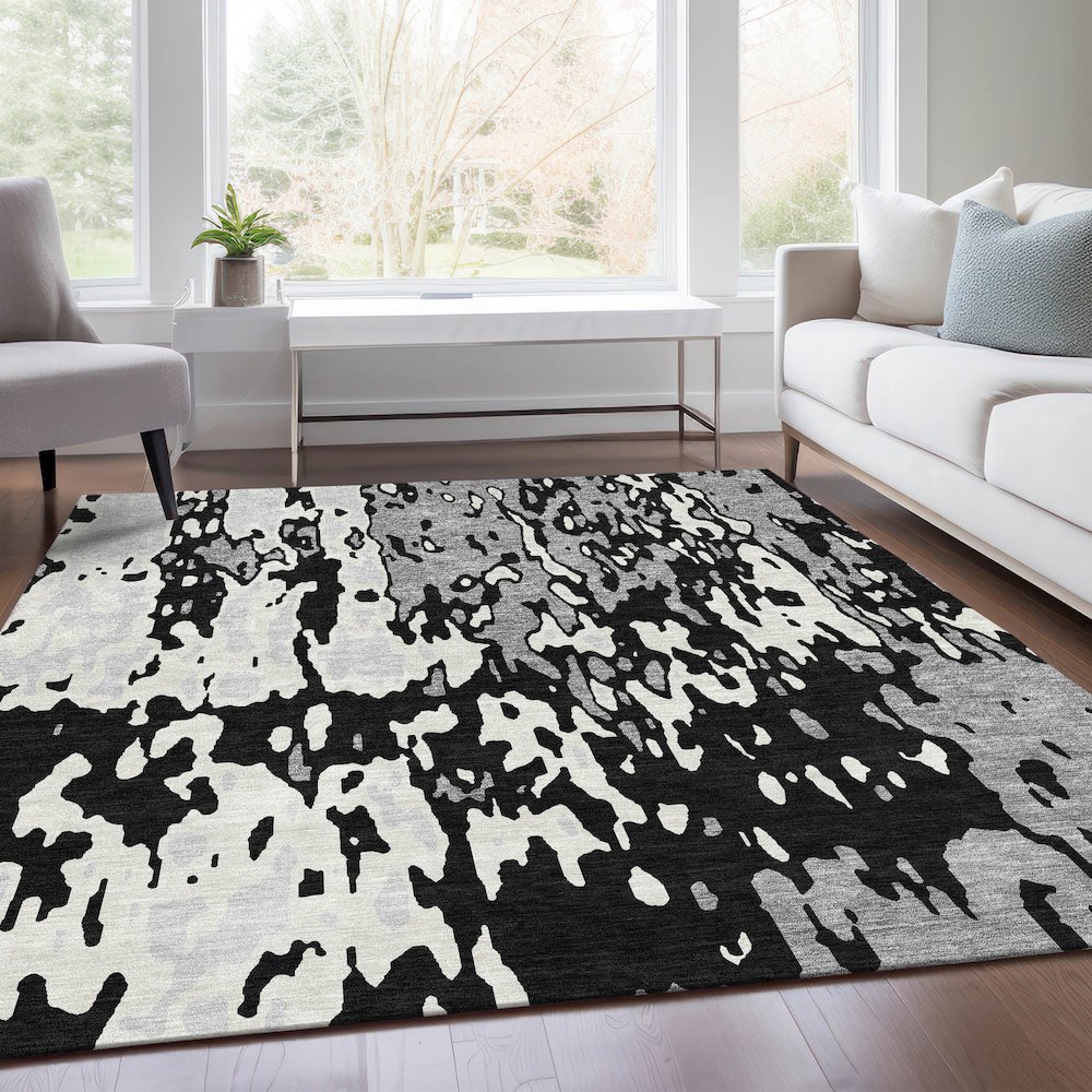 Premium Machine Washable Mayfield AMF957 Black 3' x 5' Rug. Picture 6