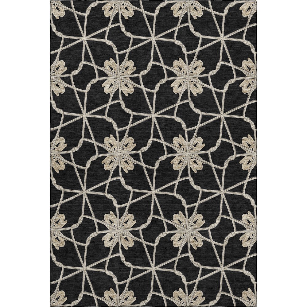 Premium Machine Washable Mayfield AMF958 Black 3' x 5' Rug. Picture 1