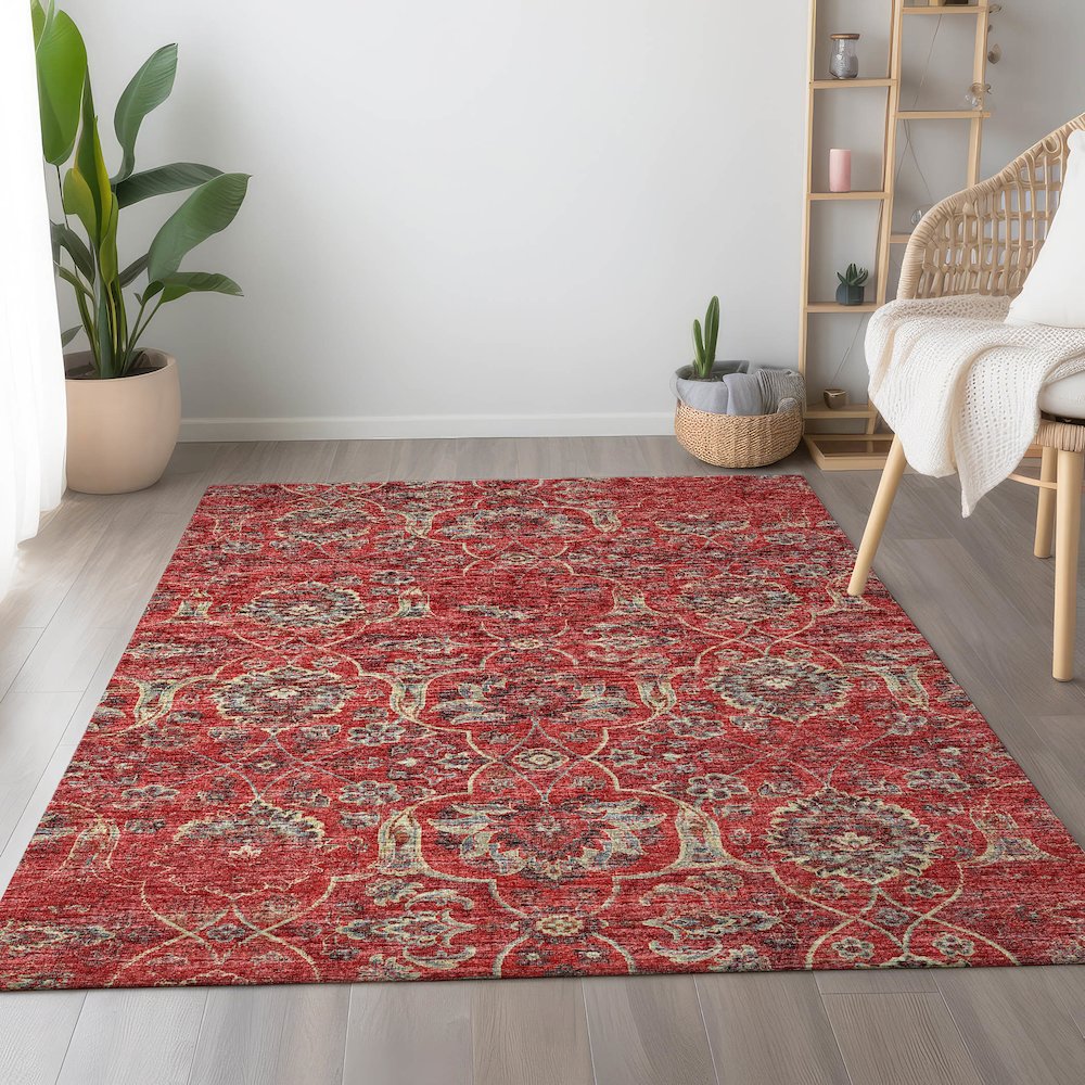 Premium Machine Washable Mayfield  Red 3' x 5' Rug. Picture 5
