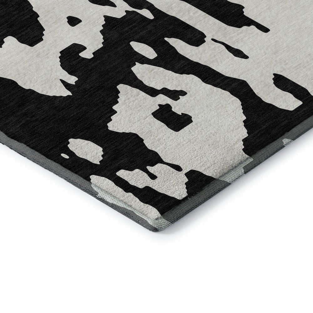 Premium Machine Washable Mayfield AMF961 Black 2'3" x 7'6" Runner Rug. Picture 3