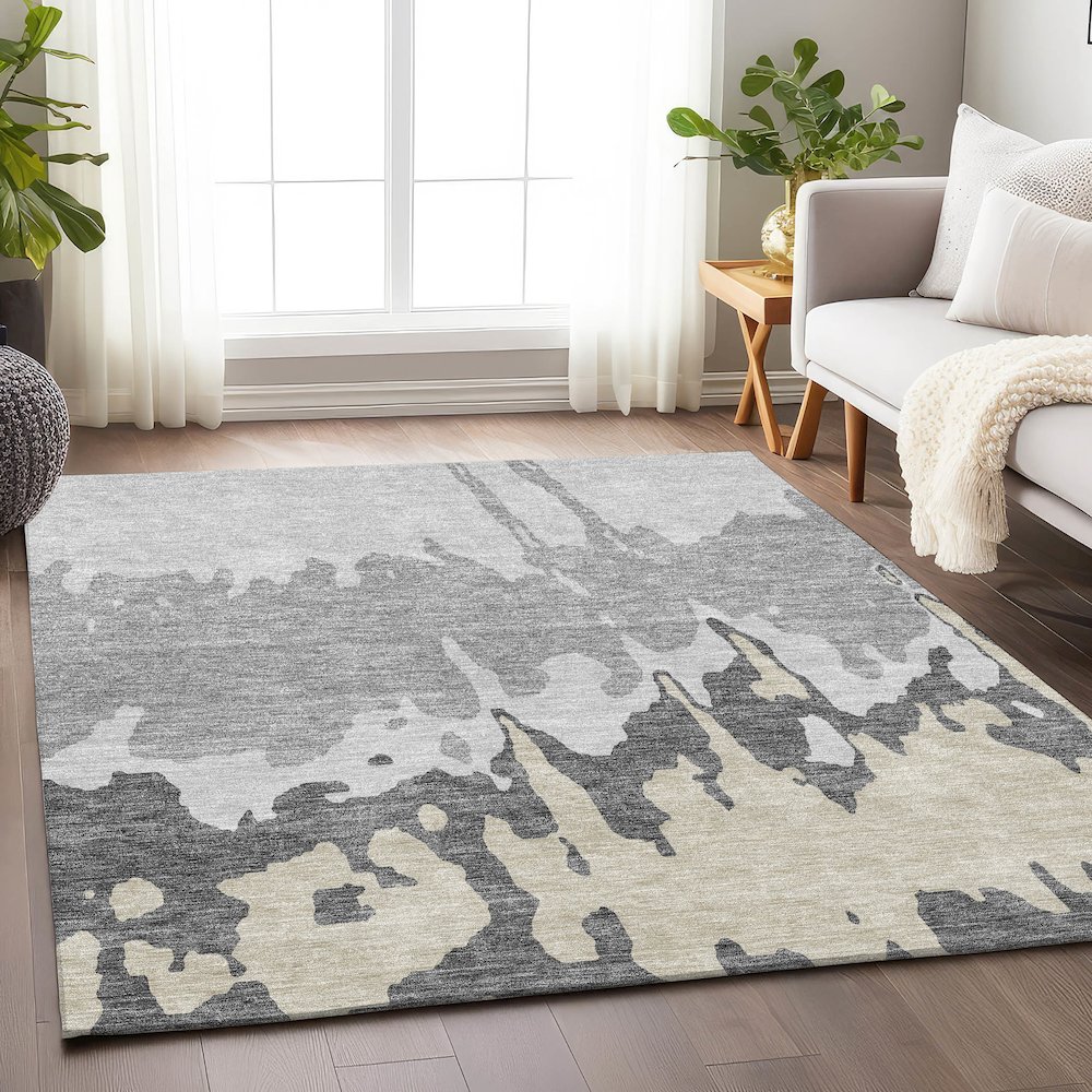 Premium Machine Washable Mayfield AMF961 Gray 3' x 5' Rug. Picture 5