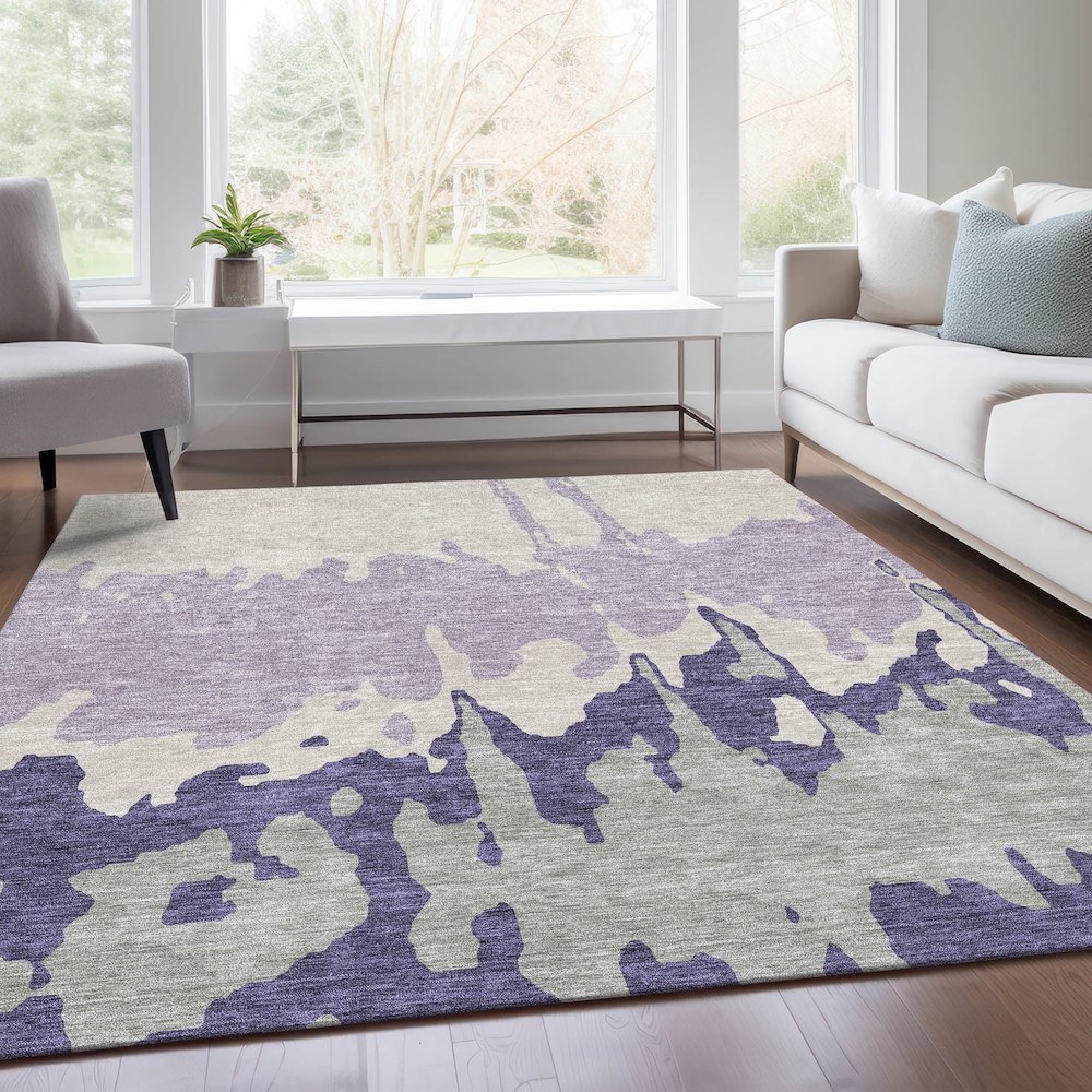 Premium Machine Washable Mayfield AMF961 Purple 3' x 5' Rug. Picture 6