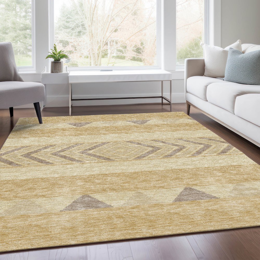 Premium Machine Washable Mayfield AMF965 Gold 3' x 5' Rug. Picture 6