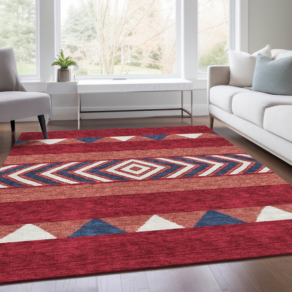 Premium Machine Washable Mayfield AMF965 Red 3' x 5' Rug. Picture 6