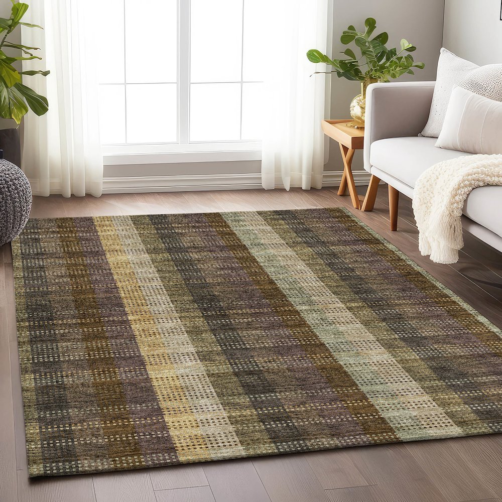 Premium Machine Washable Mayfield AMF966 Brown 3' x 5' Rug. Picture 5