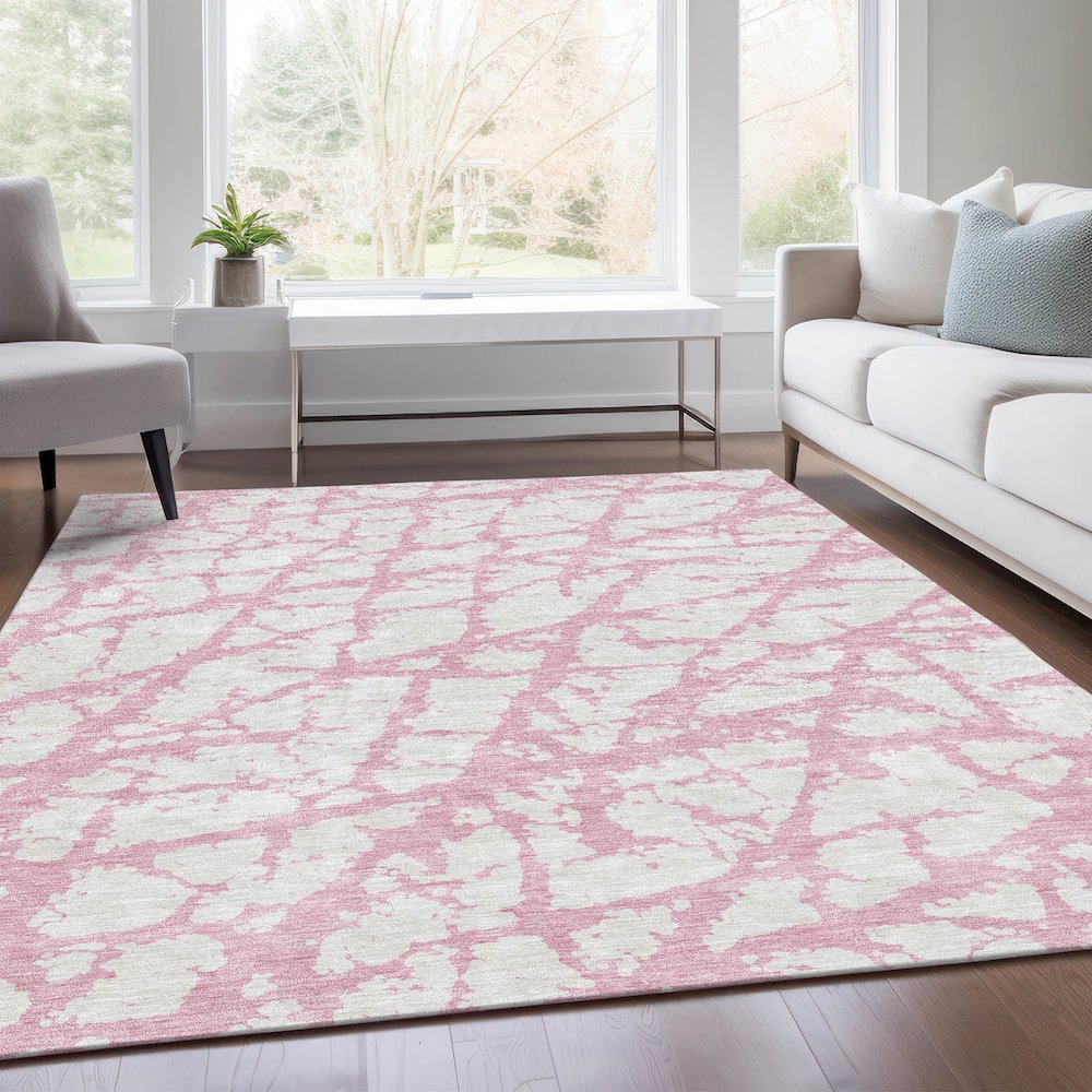 Premium Machine Washable Mayfield AMF972 Pink 3' x 5' Rug. Picture 6