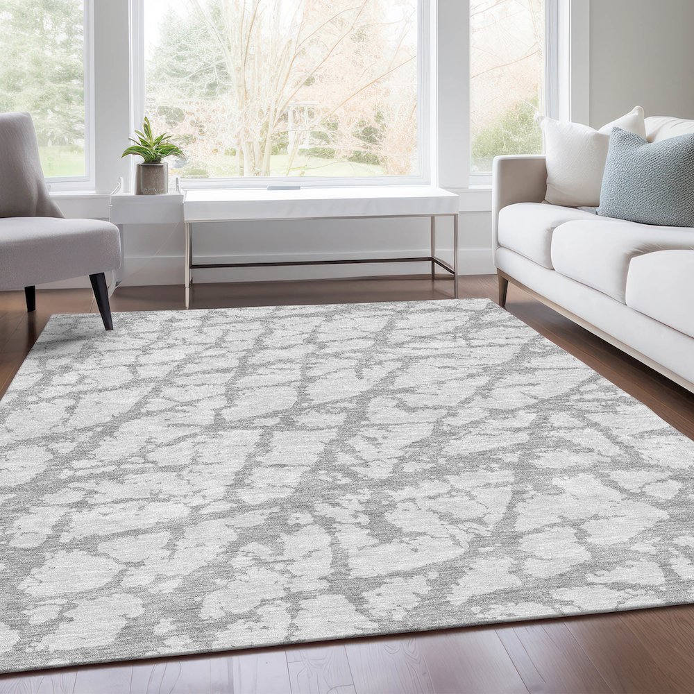 Premium Machine Washable Mayfield AMF972 Silver 3' x 5' Rug. Picture 6