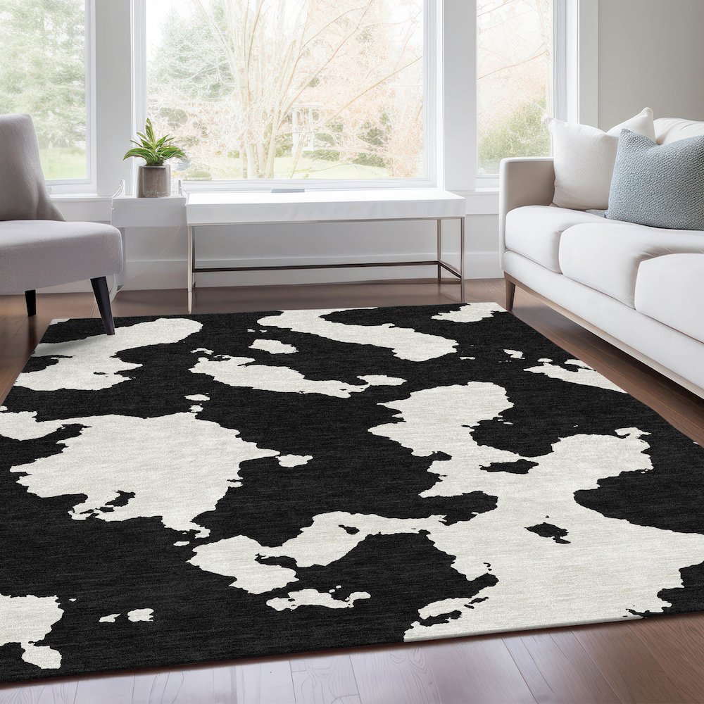 Premium Machine Washable Mayfield AMF975 Black 3' x 5' Rug. Picture 6