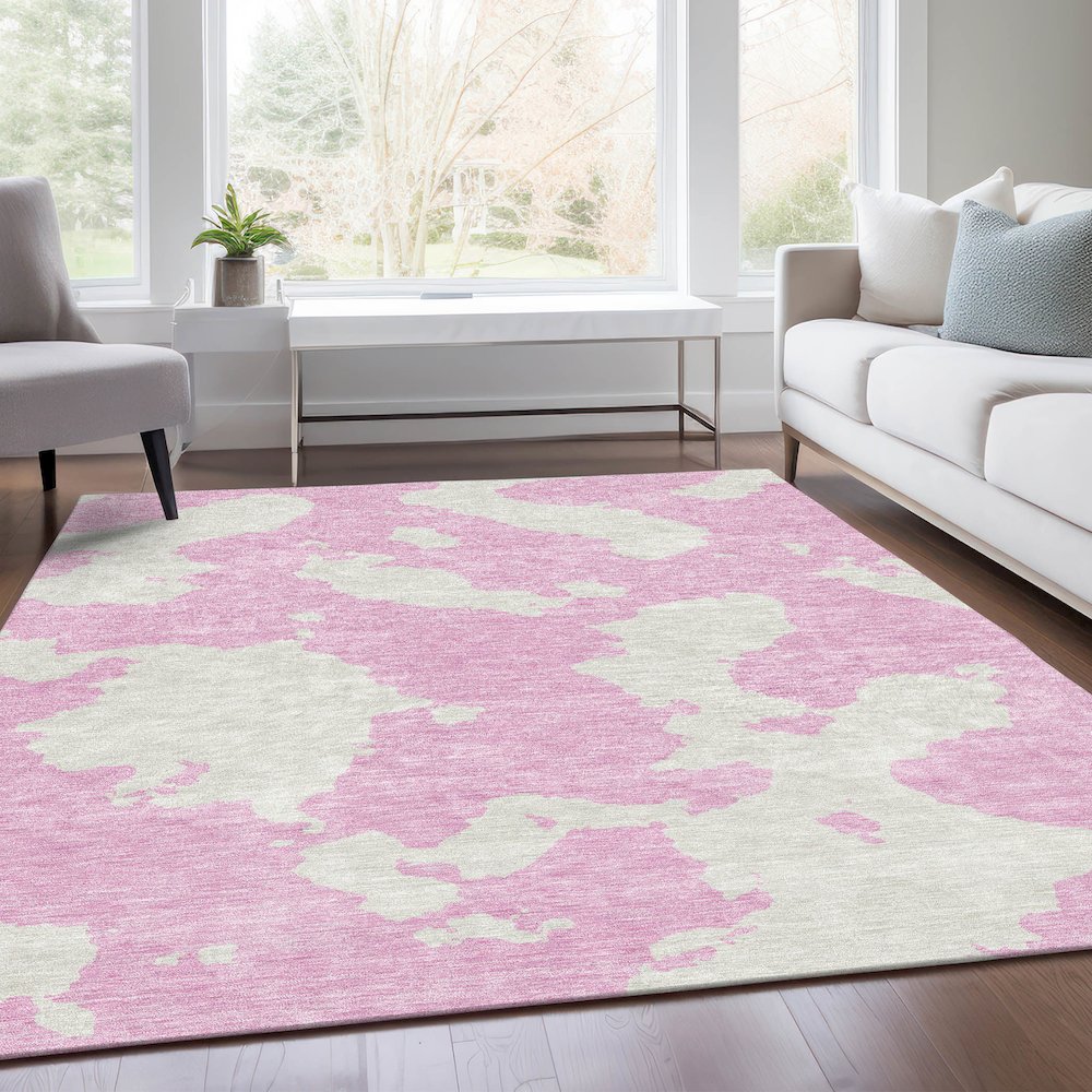 Premium Machine Washable Mayfield AMF975 Pink 3' x 5' Rug. Picture 6